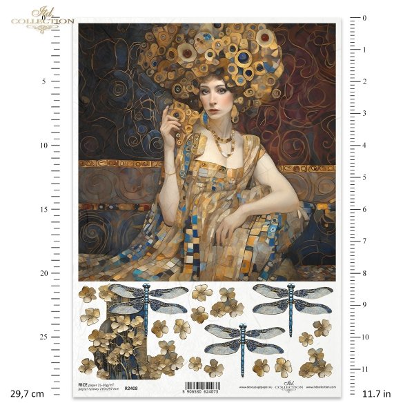 kobiety, złoto, dekoracyjne wzory, ważki, motyle, kamienie szlachetne, mozaiki, motywy secesyjne*women, gold, decorative patterns, dragonflies, butterflies, precious stones, mosaics, Art Nouveau motifs