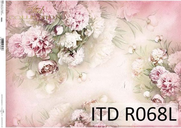 papier ryżowy decoupage kwiaty, Peonie*Rice paper decoupage flowers, Peonie