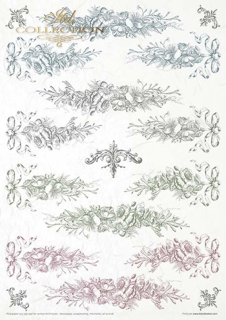 Zestaw kreatywny na papierze ryżowym - Shabby Chic - cztery kolory* Creative set on rice paper - Shabby Chic - four colors