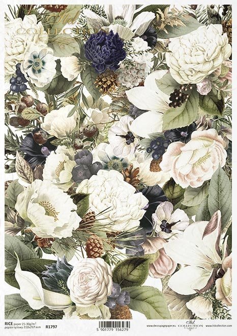 Nostalgia*Kwiaty, peonie, piwonie, szyszka, szyszki, anemon, magnolia, tło, tapeta, tło kwiatowe