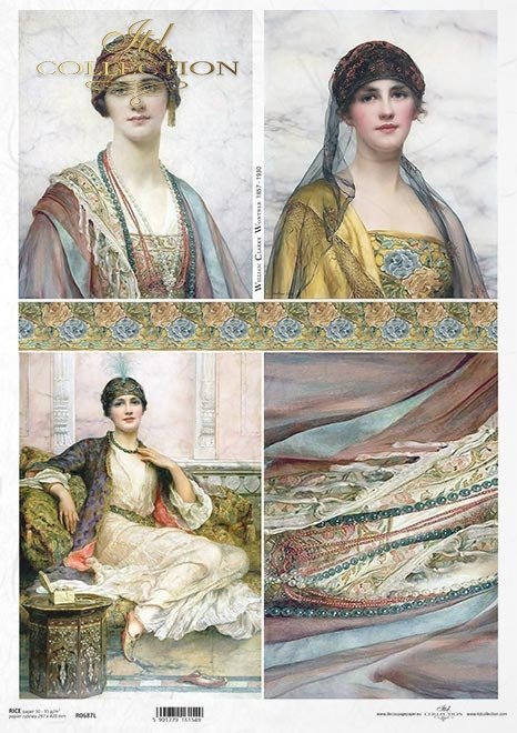 Malarstwo Williama Clarke Wontner, kobiety w orientalnych ubraniach, portrety