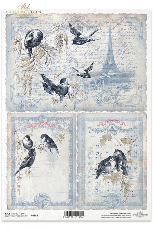 zimowy Paryż, ptaki, wieża Eiffla, zima, list, retro, vintage, ręczne pismo, R185, Paris, Eiffel Tower, bird,  birds, old letters, París, fotos de Navidad, pájaros, cartas viejas , Paris, Weihnachtsbilder, Vögel, alte Briefe 