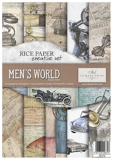 Zestaw kreatywny na papierze ryżowym - Męski świat * Creative set on rice paper - Men's world