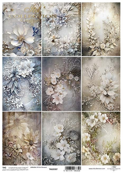 seria Winter Bouquet - zimowy bukiet, kwiaty, kolaże, bukiety, wieńce*winter bouquet, flowers, collages, bouquets, wreaths*Winterstrauß, Blumen, Collagen, Sträuße, Kränze*ramo de invierno, flores, collages, ramos, coronas