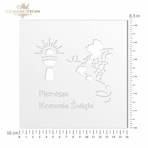 ST0136 - Pierwsza Komunia Święta, krzyż, hostia, gołąbki