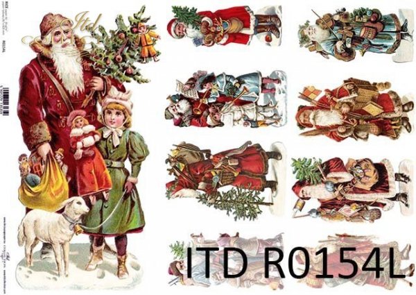 Papier decoupage świąteczny-Mikołaje*Paper Christmas-Santa Claus*Papel de Navidad-Santa Claus*Бумага Рождество-Санта-Клаус*Papier Weihnachten-Weihnachtsmann