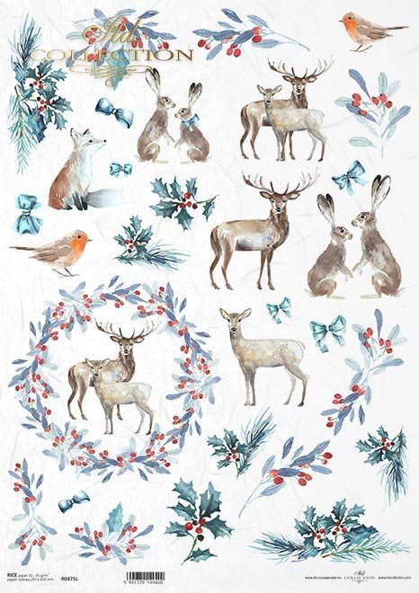 Papier ryżowy - Święta w błękicie 2 * Rice paper - Christmas in blue 2
