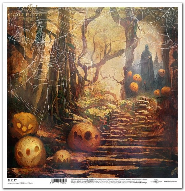 Seria Halloween - mroczny las, dynie, zjawy, tajemniczy las*Series - Halloween - dark forest, pumpkins, ghosts, mysterious forest*Serie - Halloween - dunkler Wald, Kürbisse, Gespenster, geheimnisvoller Wald*Serie - Halloween - bosque oscuro, calabazas, fa