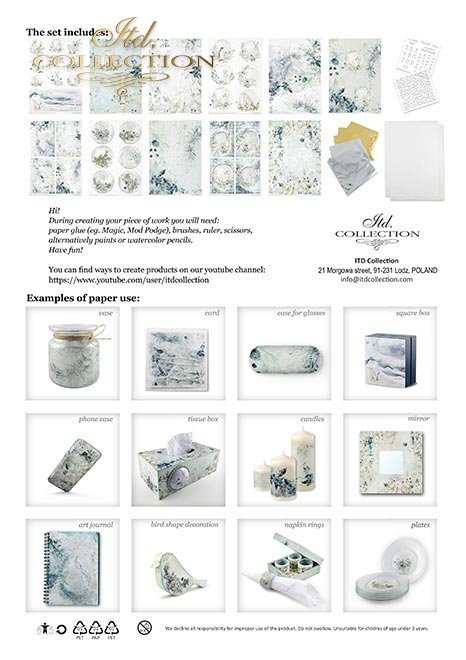 Zestaw kreatywny na papierze ryżowym - kraina lodowej porcelany*Creative set on rice paper - The world of ice porcelain