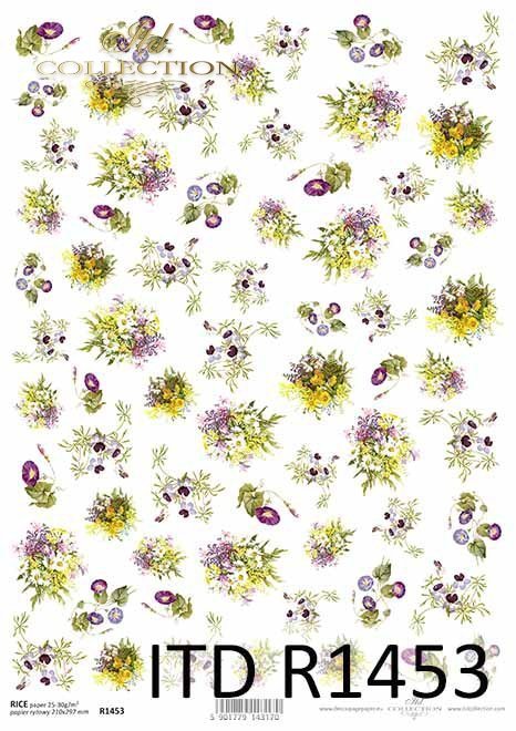 kwiaty, powojnik, bratki, kwiaty polne, drobne elementy*flowers, clematis, pansies, field flowers, small elements