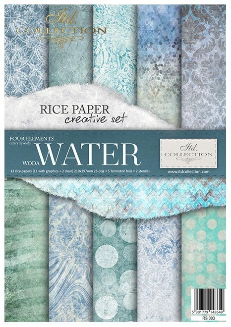 Zestaw-kreatywny-na-papierze-ryżowym-Cztery-Żywioły-Woda*Set-creative-on-rice-paper-Four-Elements-Water