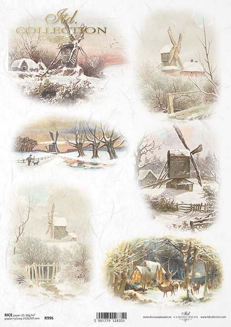 winter, lanscapes, snow, windmill, windmills