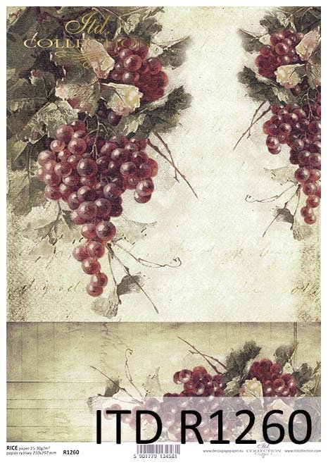 papier decoupage owoce, czerwone winogrona*Paper decoupage fruit, red grapes