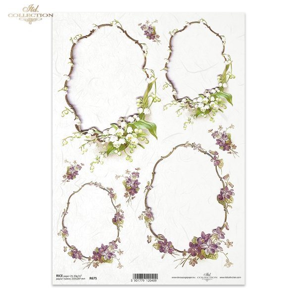 konwalia, konwalie, fiołek, fiołki, ozdobne ramki, ramka, dekoracje kwiatowe, dekory, kwiaty, R675, lily of the valley, violet, decorative frame, flower decoration, decors, flowers, Maiglöckchen, Veilchen, dekorativer Rahmen, Rahmen, Blumendekoration, Dek