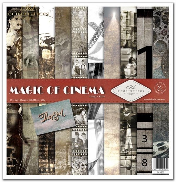 Seria Magic of cinema: magia kina, słynne aktorki, klisze, charlie chaplin, napisy, filmografia, kolaże, reżyser, kamery, klatki filmowe, klatka na kliszy, stopklatki, sceny, słynne sceny,  kadry filmowe, aktorzy, flip i flap, klaps, napisy the end