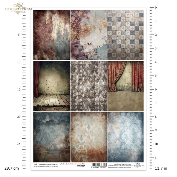 Carnival - When the Curtain Falls * Karnawał, harlekin, teatr, kurtyna, scena, stare deski, romby, vintage, zniszczona tapeta, tekstura, maskarada*Carnival, harlequin, theater, curtain, stage, old planks, diamonds, vintage, distressed wallpaper, texture, 