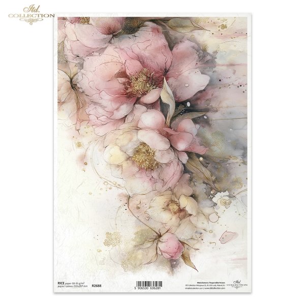 dekoracyjne wzory, motywy kwiatowe, bukiet kwiatów, Ogród Muz, Garden of Muses * Mulberry decoupage paper FPA1005, decorative patterns, floral motifs, bouquet of flowers, Garden of Muses *Seria Garden of Muses