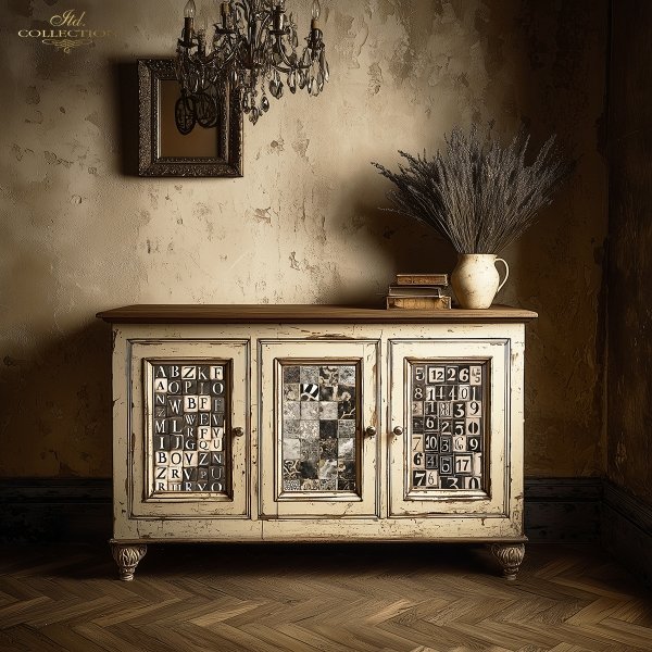 seria Black &amp; White - Czarny &amp; Biały, geometyczne czarno-białe wzory, cyfry, litery*Mulberry Decoupage Paper FPA3009 Black &amp; White Series - Black &amp; White, geometric black and white patterns, numbers, letters*Papel para decoupage Mulberry