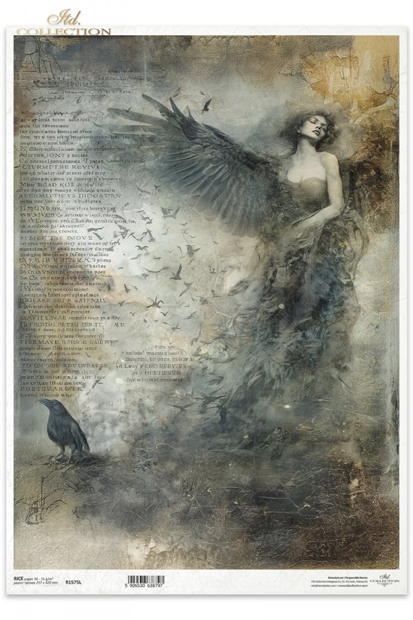 anioł, kobieca postać, kruki, ciemne skrzydła, gotyk, melancholia, vintage, tajemnica*angel, female figure, ravens, dark wings, gothic, melancholy, vintage, mystery