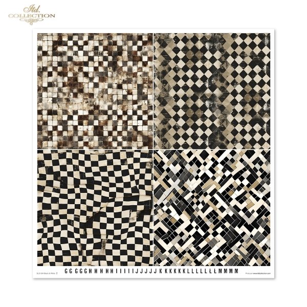 Set von Papieren für Scrapbooking SLS-084 Black &amp; White