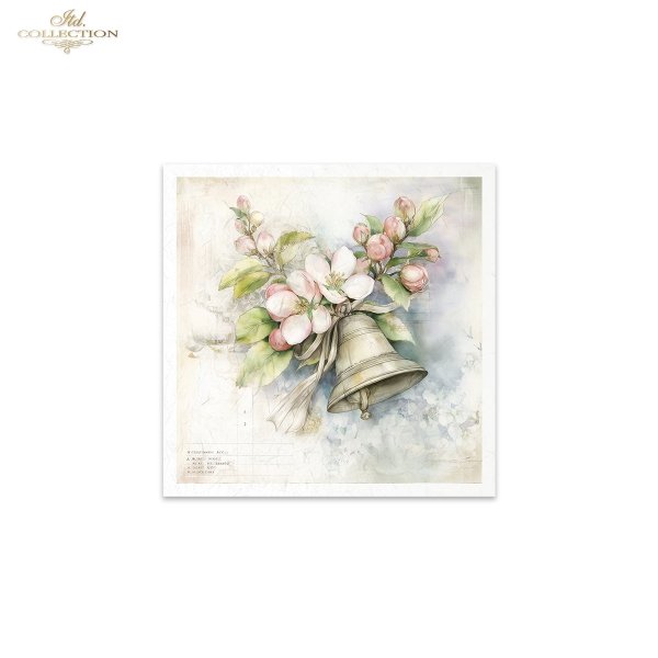 akwarela, ptaki, dzwonki, kwiaty jabłoni, wiosna, Wielkanoc, vintage*watercolor, birds, bluebells, apple blossoms, spring, Easter, vintage