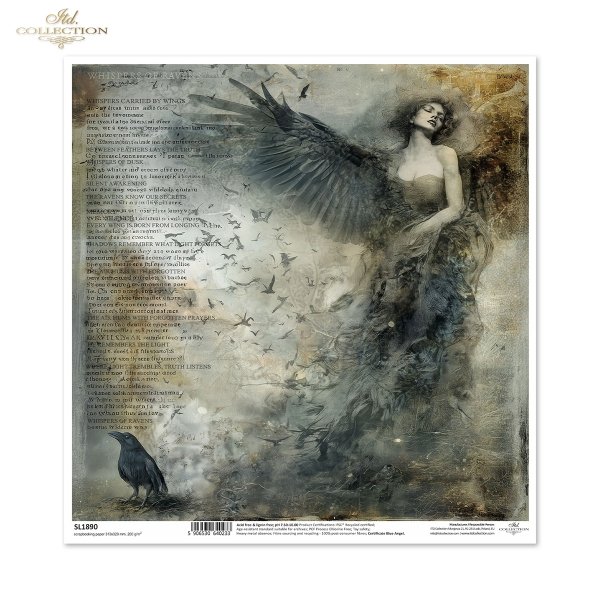 anioł, kobieca postać, kruki, ciemne skrzydła, gotyk, melancholia, vintage, tajemnica*angel, female figure, ravens, dark wings, gothic, melancholy, vintage, mystery