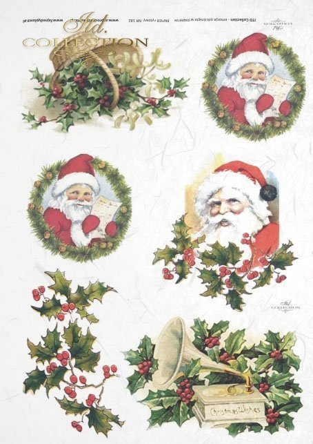 ITD Collection, decoupage, scrapbooking, mixed media, Christmas, winter, Santa Claus