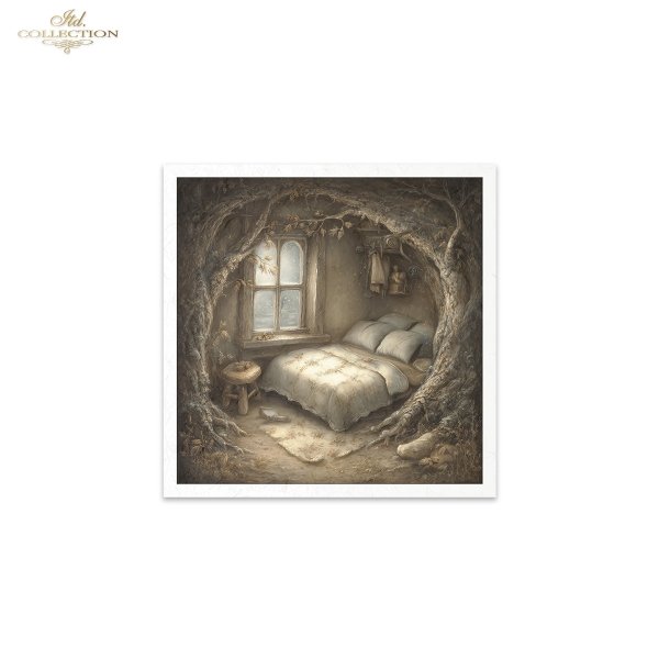 Mouse World - przytulny, rustykalny, fantastyczny, wnętrze, chatka, nora, bajkowy, leśny , świąteczny czas, Boże Narodzenie, zimowa opowieść, ilustracje bajkowe, przytulne, domowe scenki