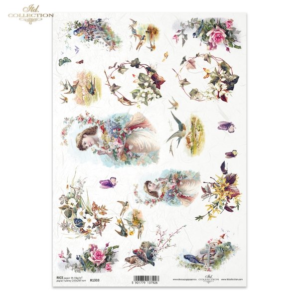 ptaki, jaskółka, jaskółki, bukiety, wiosenne kwiaty, kwitnące gałązki, dziewczyna, kobieta, motyl, birds, swallows, bouquets, spring flowers, blooming twigs, girl, woman, butterfly, Vögel, Schwalben, Sträuße