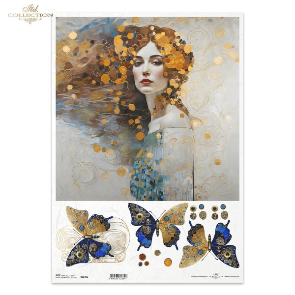 kobiety, złoto, dekoracyjne wzory, ważki, motyle, kamienie szlachetne, mozaiki, motywy secesyjne*women, gold, decorative patterns, dragonflies, butterflies, precious stones, mosaics, Art Nouveau motifs