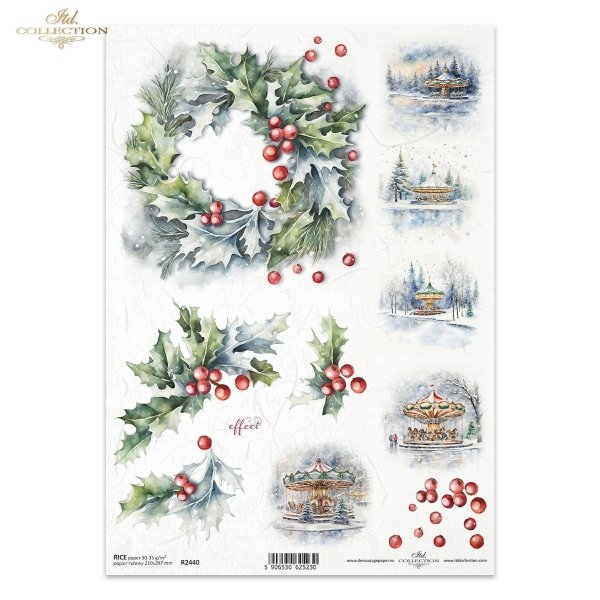 zimowe wianki, wianek, wieniec, wieńce, Winter Wreath, zima, śnieg, Boże Narodzenie, Święta Bożego Narodzenia, karuzela, wesołe miasteczko, retro, miniatura, miniatury, rośliny 3D, 3D efekt, winter garland, wreaths, snow, Christmas