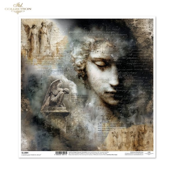 anioły, rzeźba, twarz, gotyk, nuty, postarzany papier, melancholia, vintage, fantasy*angels, sculpture, face, gothic, sheet music, aged paper, melancholy, vintage, fantasy