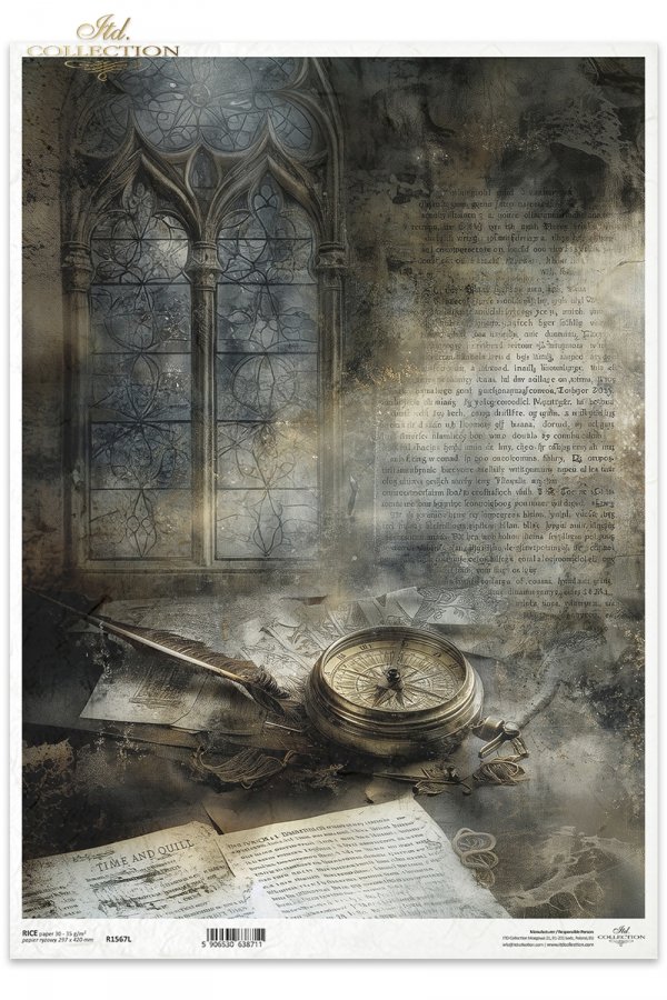 busola, pióro gęsie, klucz, gotyckie okno, witraż, stare papiery, melancholia, vintage, tajemnica*compass, quill pen, key, gothic window, stained glass, old papers, melancholy, vintage, mystery