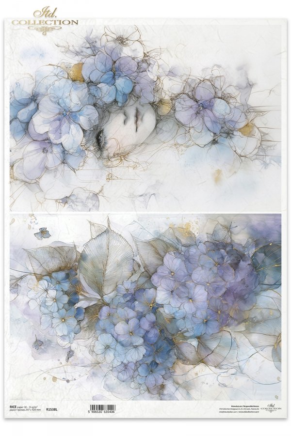 dekoracyjne wzory, motywy kwiatowe, bukiet kwiatów, Ogród Muz, Garden of Muses * Mulberry decoupage paper FPA1005, decorative patterns, floral motifs, bouquet of flowers, Garden of Muses *Seria Garden of Muses