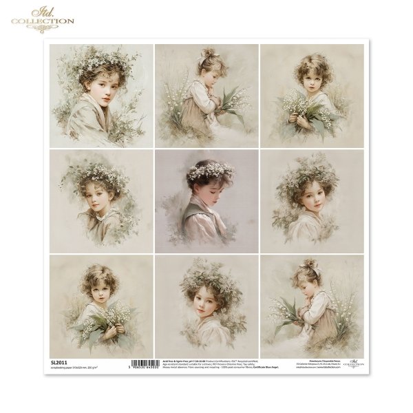 portret, dziewczynka, vintage, akwarela, kwiaty, konwalie, wianek, sepia, retro*portrait, girl, vintage, watercolor, flowers, lilies of the valley, wreath, sepia, retro