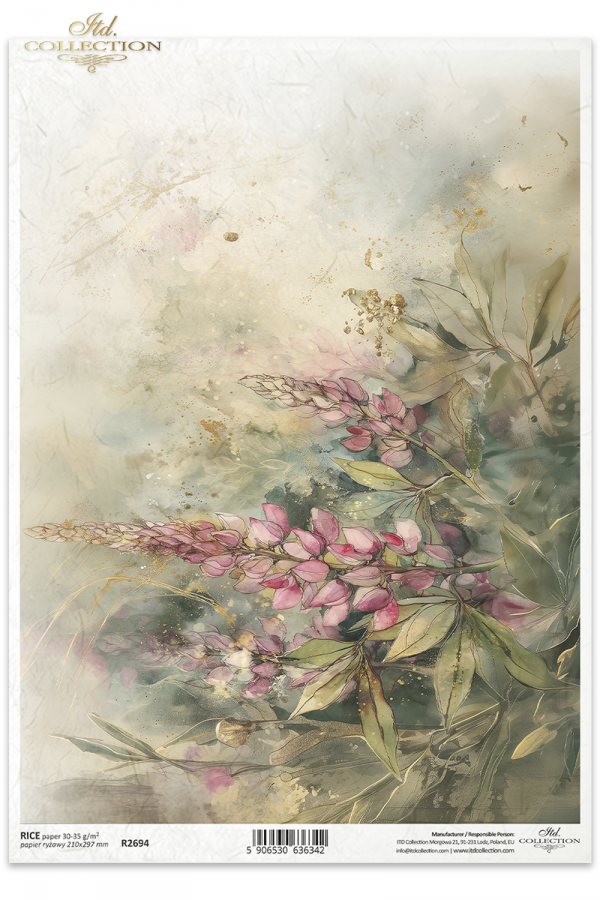 dekoracyjne wzory, motywy kwiatowe, bukiet kwiatów, Ogród Muz, Garden of Muses * Mulberry decoupage paper FPA1005, decorative patterns, floral motifs, bouquet of flowers, Garden of Muses *Seria Garden of Muses
