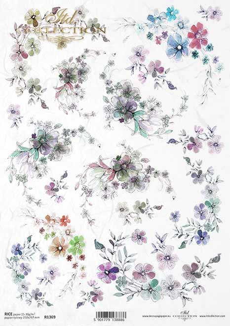 papel de arroz, flores pequeñas, decoraciones, líneas*Reispapier, kleine Blumen, Dekore, Linien*рисовая бумага, маленькие цветы, декоры, линии