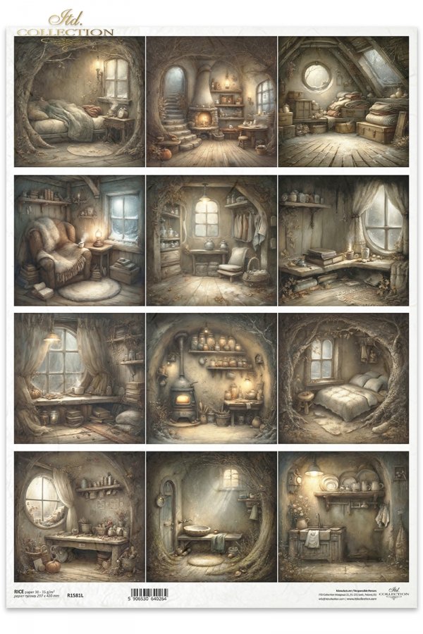 Mouse World - przytulny, rustykalny, fantastyczny, wnętrze, chatka, nora, bajkowy, leśny , świąteczny czas, Boże Narodzenie, zimowa opowieść, ilustracje bajkowe, przytulne, domowe scenki