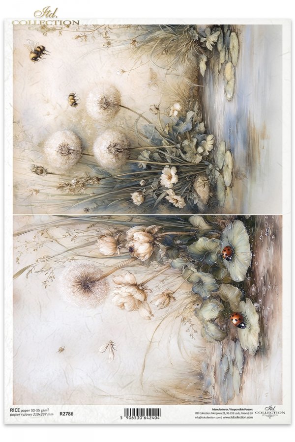 Sielanka, akwarela, natura, las, łąka, kwiaty polne*Idyllic, watercolor, nature, forest, meadow, wildflowers