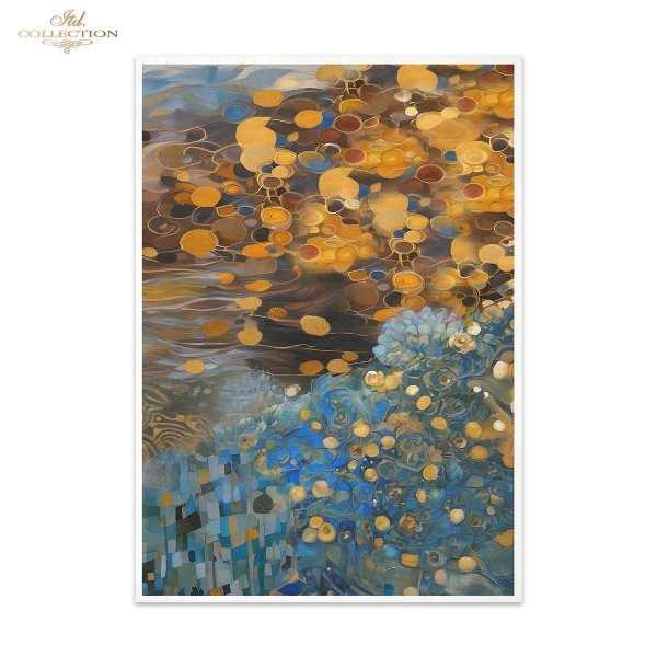 Papier decoupage morwowy FPA3002, Seria Inspired by Klimt, kobiety, zloto, dekoracyjne wzory, kamienie szlachetne, mozaiki, motywy secesyjne * Mulberry decoupage paper FPA3005, women, gold, decorative patterns, gemstones, mosaics, Art Nouveau motifs 