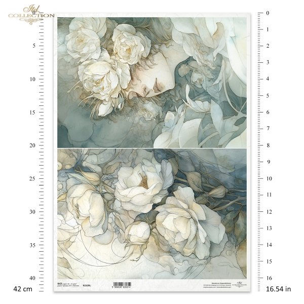 dekoracyjne wzory, motywy kwiatowe, bukiet kwiatów, Ogród Muz, Garden of Muses * Mulberry decoupage paper FPA1005, decorative patterns, floral motifs, bouquet of flowers, Garden of Muses *Seria Garden of Muses
