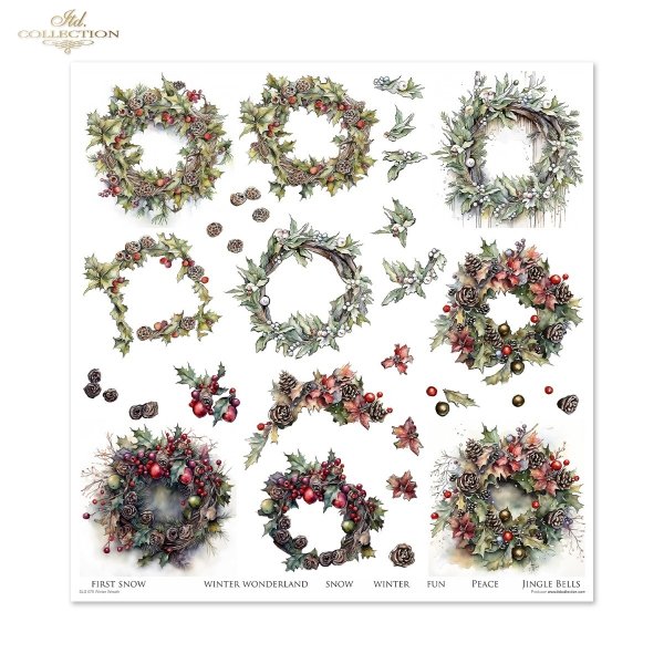 Set von Papieren für Scrapbooking SLS-078 Winter Wreath