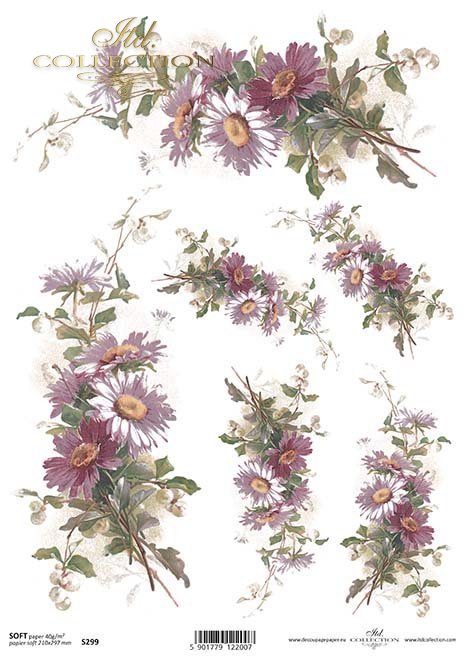 Decoupage Papier mit Blumen*decoupage de papel con flores*decoupage papír s květinami