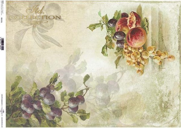 Papier decoupage Früchte, Trauben, Äpfel, Apfelblüten*Бумага декупаж фруктов, винограда, яблок, яблони*Papel decoupage frutas, uvas, manzanas, flor de manzana
