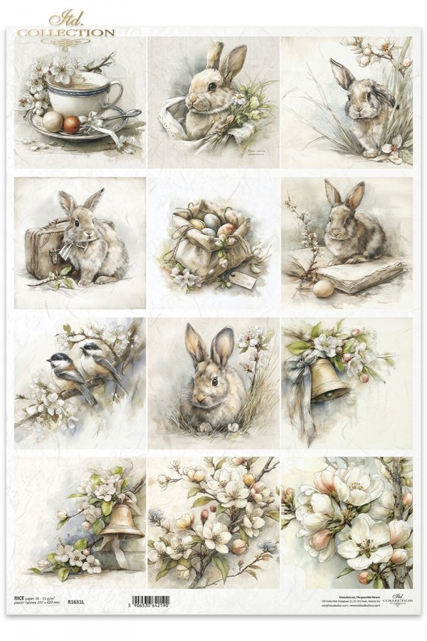 Wielkanoc, zając, królik, vintage, retro, akwarela, wiosna, sielski, wiejski, ilustracja, zwierzęta, kwiaty*Easter, hare, rabbit, vintage, retro, watercolor, spring, idyllic, rustic, illustration, animals, flowers