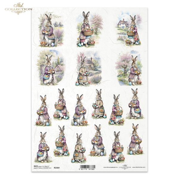 zające wielkanocne, vintage, retro, Wielkanoc, wiosna, zając, królik, króliki, pisanka, pisanki, jajka, dom, domek, wioska, miniatura, miniatury, easter bunny, Easter, spring, bunny, rabbit, rabbits, Easter egg, eggs, house, cottage, village