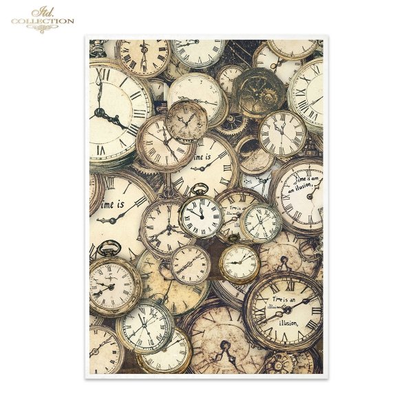 Papier morwowy decoupage FPA3012 seria Czary Alicji - Biały Królik, karty, zegary, rozsypane kartki z cytatami* Mulberry decoupage paper FPA3012 Alice's Magic series - White Rabbit, cards, clocks, scattered cards with quotes* Papel decoupage morera FPA30