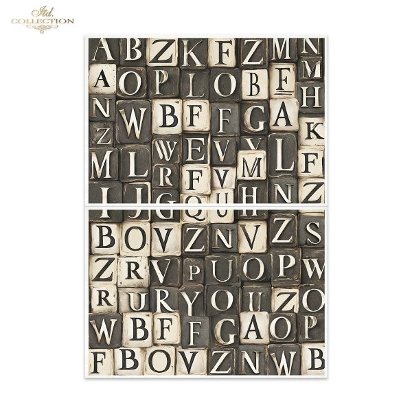 seria Black &amp; White - Czarny &amp; Biały, geometyczne czarno-białe wzory, cyfry, litery*  Mulberry Decoupage Paper FPA2020 Black &amp; White Series - Black &amp; White, geometric black and white patterns, numbers, letters* Papel para decoupage Mulberr