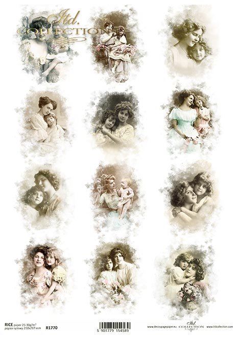 Zdjęcia retro, matka z córką, matka z dzieckiem, dzieci, dziewczynki