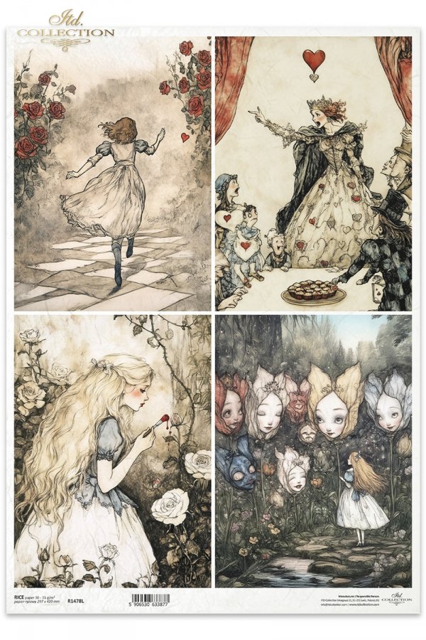 Królowa Kier, Alicja, dziewczynka, kwiaty, róże*Queen of hearts, Alice, girl, flowers, roses*Königin der Herzen, Alice, Mädchen, Blumen, Rosen*Reina de corazones, Alicia, niña, flores, rosas